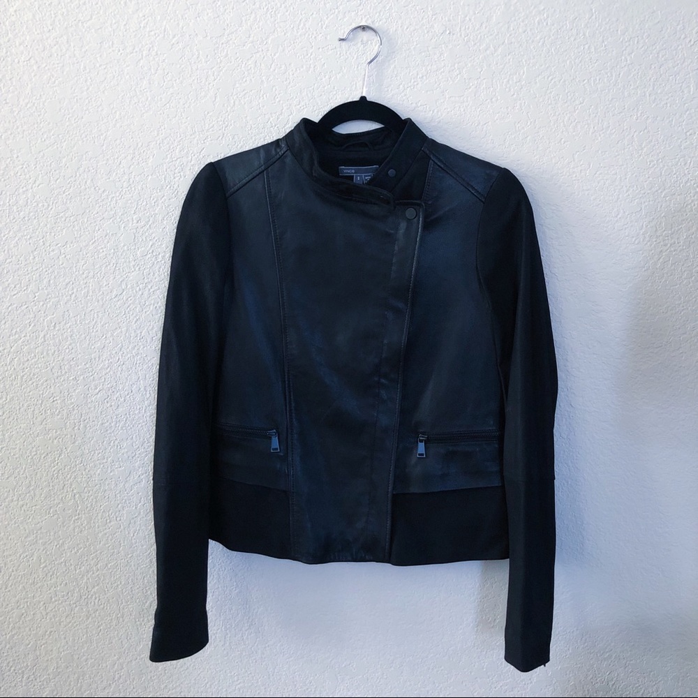Vince. Leather and Suede Moto Jacket